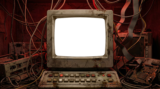 Decaying Vintage Computer in an Abandoned Tech Room