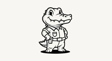 Fototapeta premium Cartoon alligator illustration on white background