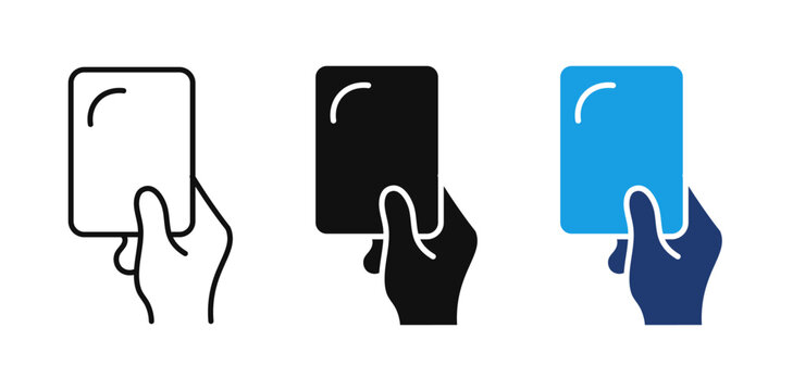 Referee Card Icon Vector, Football Red Yellow Card Symbol, Soccer Penalty Warning Sign, Minimal Sports Referee Hand Design