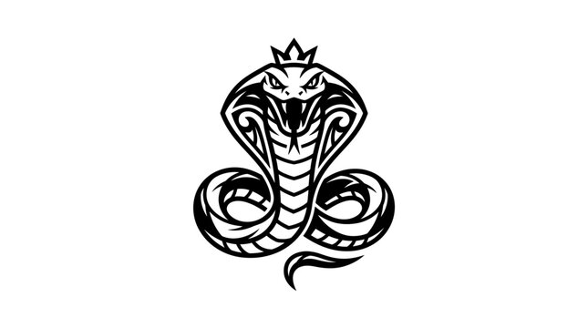 Detailed Black and White Cobra Snake Illustration Design.