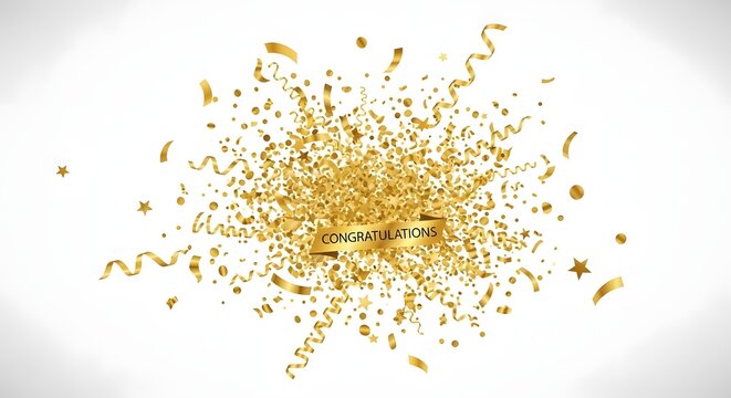 Golden Confetti Explosion Celebratory Event Decoration.