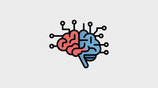 Artificial Intelligence Brain Circuit Icon for Machine Learning Neural Network and Technology Innovation
