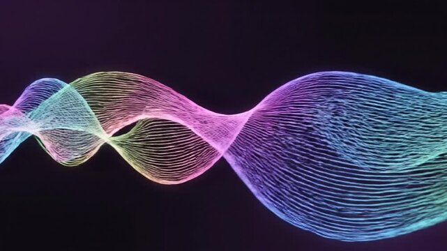 Abstract digital wave forms moving with vibrant color gradients