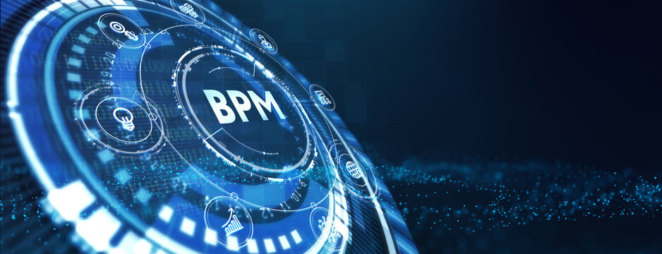 BPM Business process management system technology concept. 3d illustration