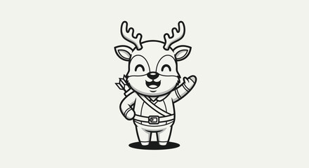 Fototapeta premium Cartoon deer archery smiling white background