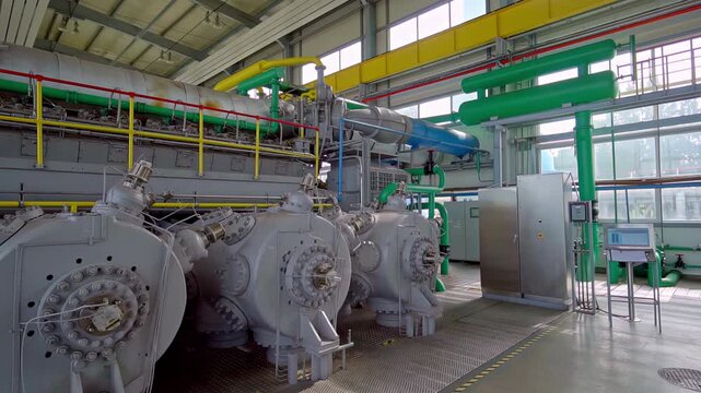 Powerful gas pumping units at a compressor station facility
