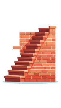 Broken brick wall staircase steps.