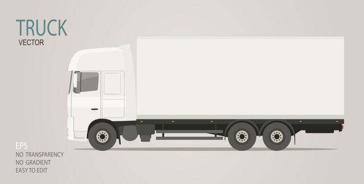 White van truck with space for text or your branding design. Vector illustration.