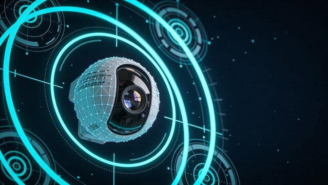 Futuristic Smart Security Camera Interface for Advanced Surveillance Technology