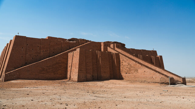 Exploring the historical Ziggurat of Ur situated in the plains of southern Iraq