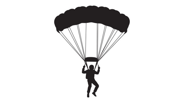 Parachutist Descending With Canopy Black Silhouette parachute