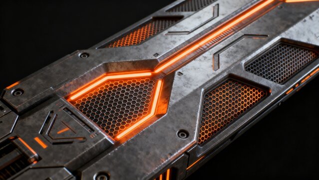 Closeup of futuristic metallic panel