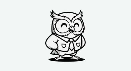 Obraz premium Cartoon owl illustration with suit
