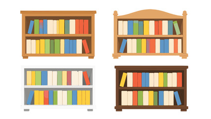 Colorful books on wooden bookshelves isolated on white © Mark