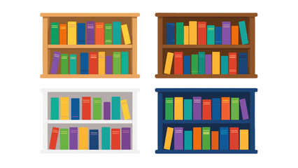 Flat vector set of colorful bookshelves with books © Mark