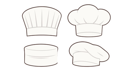 Set of chef hats and kitchen headwear in simple vector style