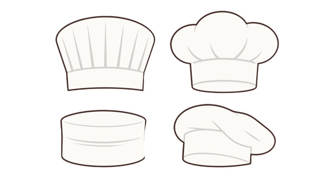 Set of chef hats and kitchen headwear in simple vector style