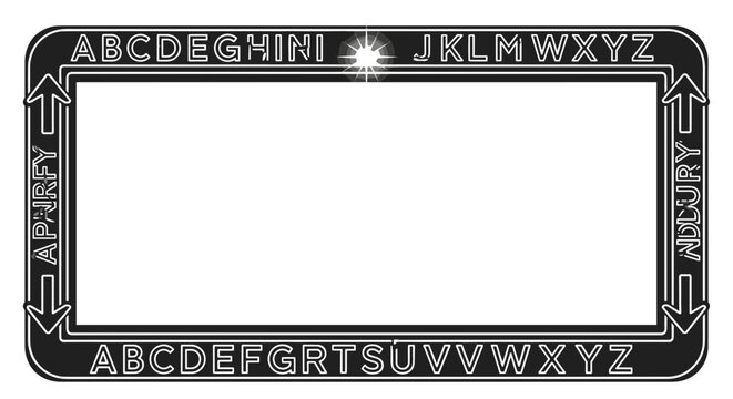 Decorative License Plate Frame with Alphabet Border.