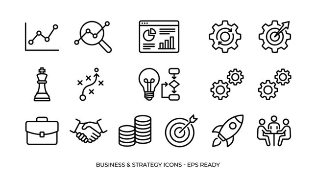 Business Icons Set Vector Illustration.