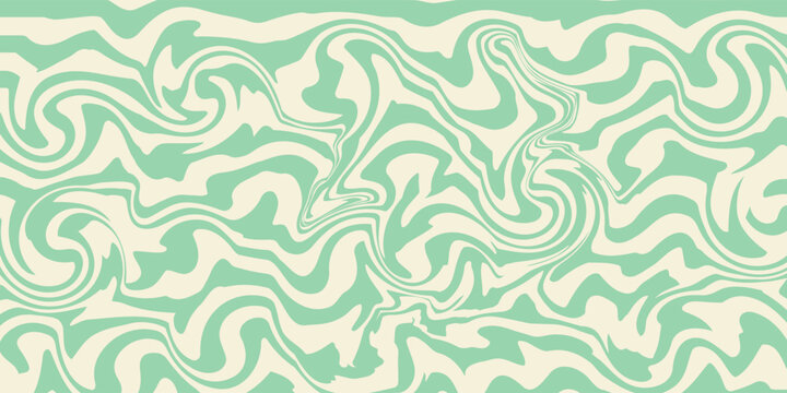 Groovy hippie 70s backgrounds. Waves, swirl, twirl pattern. Twisted and distorted vector texture in trendy retro psychedelic style. Y2k aesthetic.