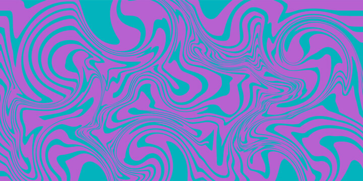 Psychedelic wavy trippy patterns. Swirl color pattern with wavy fluid lines in vibrant neon colors. Retro trippy design for textiles, posters, album covers, wrapping. Groovy hippie 70s vector set.