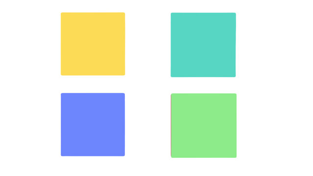 Set of colorful rounded square shapes with soft drop shadows