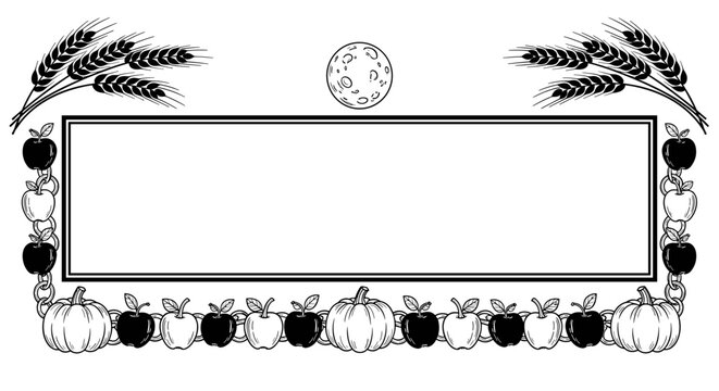 Harvest Autumn Fall Seasonal Decorative Border Frame Elements.