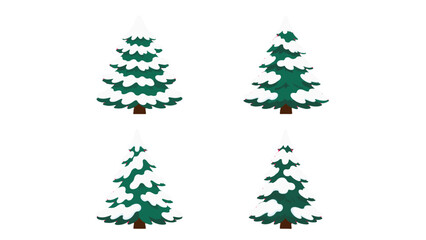 Set of four snow covered pine tree vector illustrations © Mark
