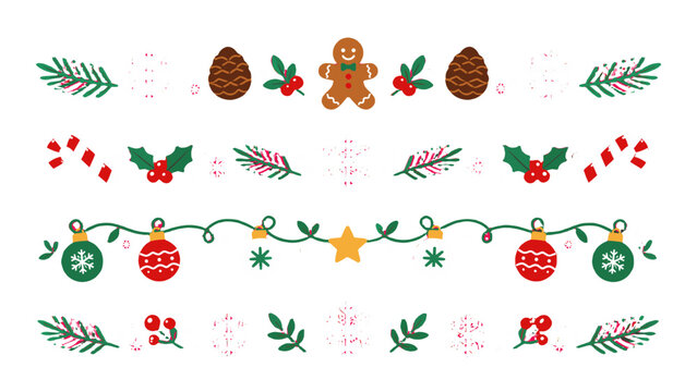 Christmas doodle divider set with festive holiday border elements