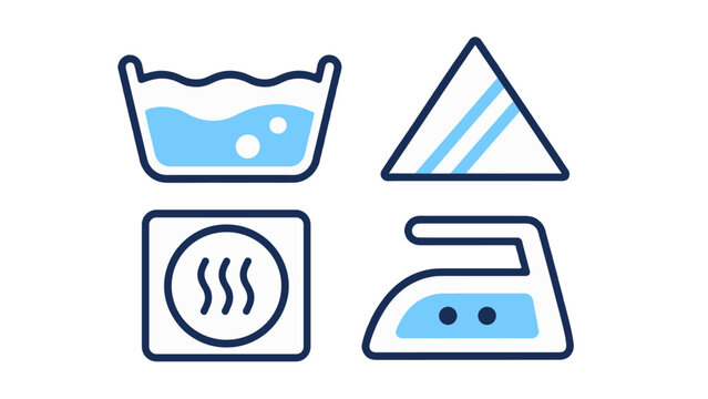Laundry care symbols with washing bleaching drying and ironing
