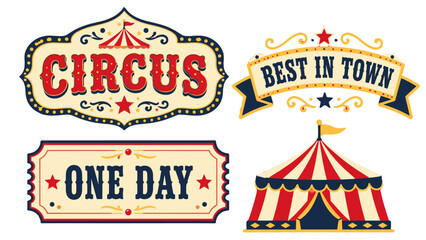 Vintage circus banner and tent vector set on white background © Mark
