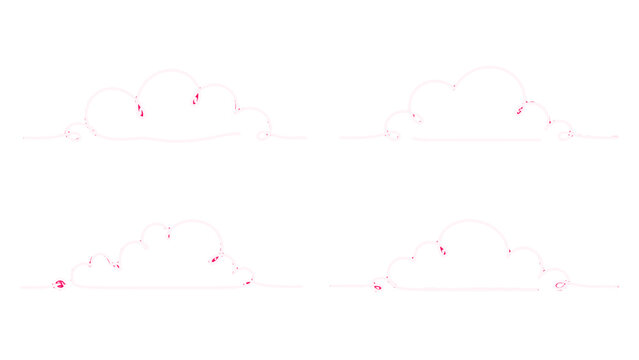 Minimal continuous line cloud set in simple outline style