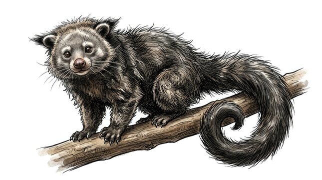 Adorable Ringtail Possum Illustration Wildlife Stock Photo