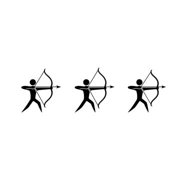 Silhouette archers aiming with bows and arrows illustration.