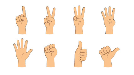 Fototapeta premium Set of cartoon hand counting and gesture icons