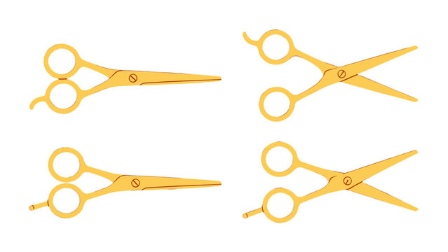 Set of gold scissors in open and closed positions