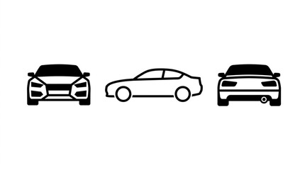 Obraz premium Three views of a modern sports car outline.