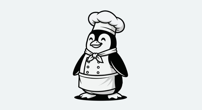 Chef penguin character illustration