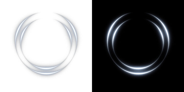 White luminous halo ring png overlay with soft glowing circular light, on transparent background