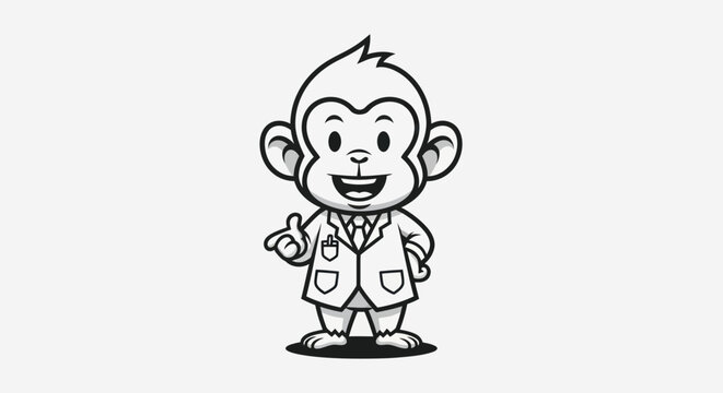 Cartoon monkey character in lab coat