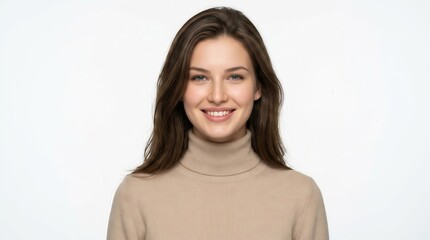 Fototapeta premium Portrait of a smiling young woman isolated on white background