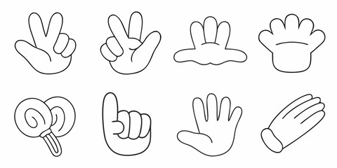 Fototapeta premium Hand gesture outlines simple line art illustrations on white background