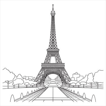 Elegant line drawing of the eiffel tower in paris