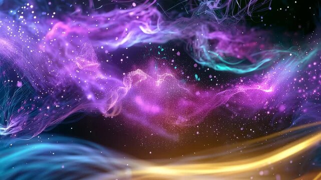 Vibrant Cosmic Nebula Space Ethereal Swirls of Purple, Orange, and Abstract Galaxy Clouds