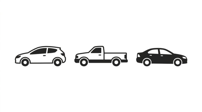 Three different types of vehicles shown in silhouette.
