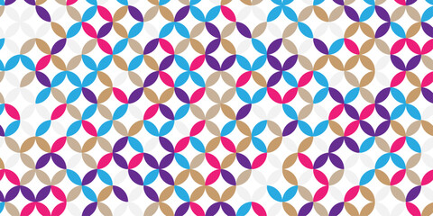 Fototapeta premium seamless pattern with abstract lines and flower design. Abstract geometric fabric circle floral pattern. Hawaiian tropical seamless pattern.