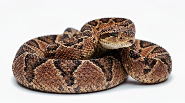 Coiled Indian Banded Krait Serpentine Snake in Natural Habitat