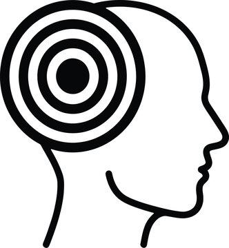 Concentric circles in head silhouette for mental health and wellness concept illustrations