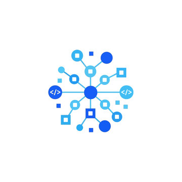 Abstract data structure network with interconnected code nodes.