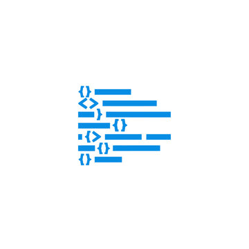 Abstract lines of blue code with brackets and braces.